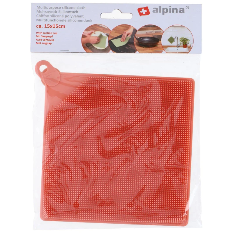 Vaatdoek uit silicone met zuignap 15 x 15 cm - Alpina