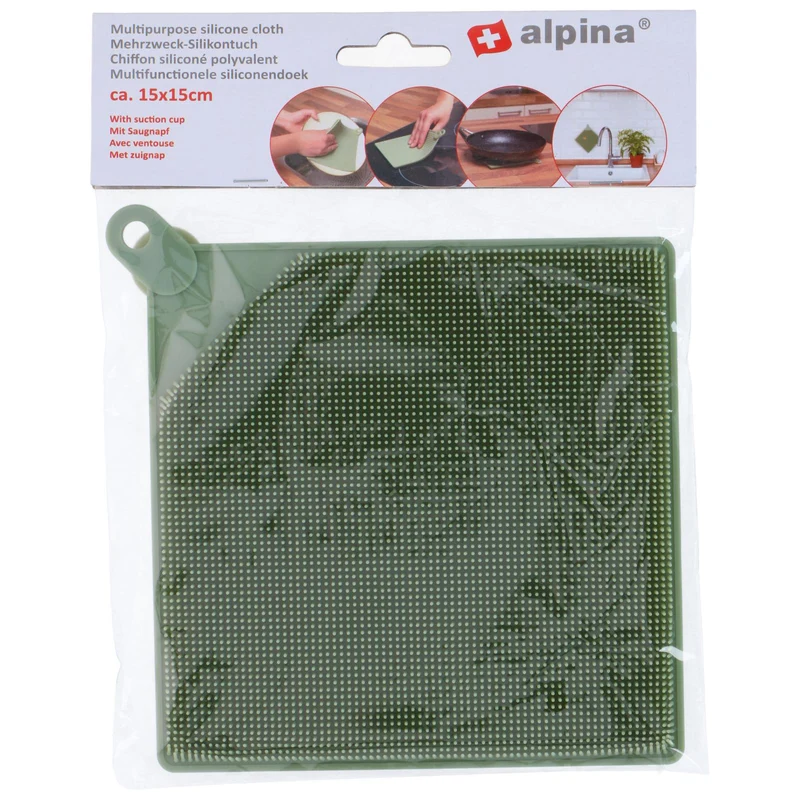 Vaatdoek uit silicone met zuignap 15 x 15 cm - Alpina