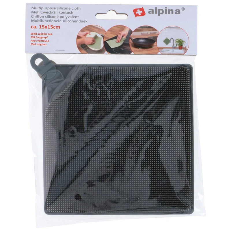 Vaatdoek uit silicone met zuignap 15 x 15 cm - Alpina