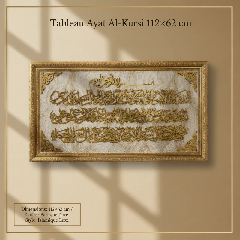 لوحة إسلامية – آية الكرسي Alico – إطار ذهبي – 112×62 سم