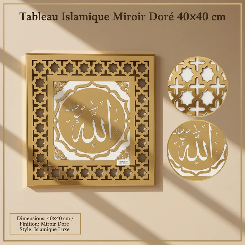 لوحة إسلامية – كاليغرافية Alico مربعة بلمسة مرآة – 40×40 سم