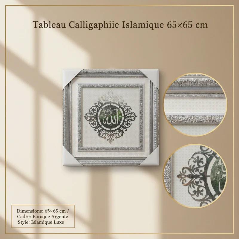 لوحة إسلامية – كاليغرافية Alico مربعة – إطار ذهبي – 65×65 سم