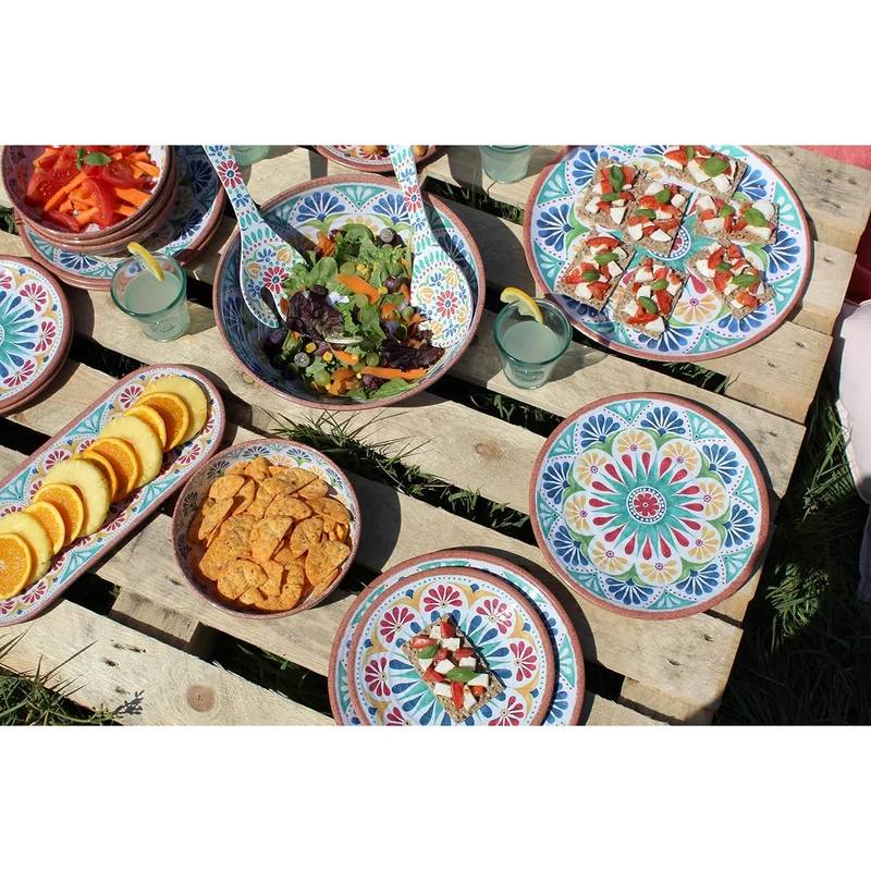 Duurzaam en kwaliteitsvol servies uit melamine met levendige zuiderse print Rio Medallion