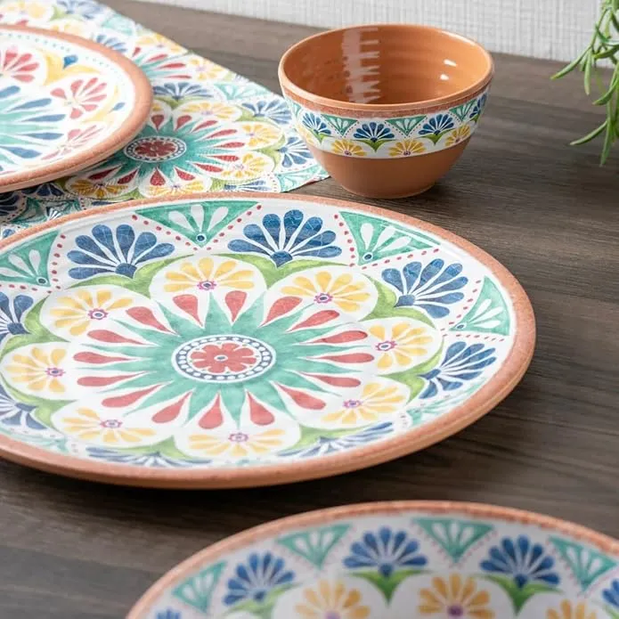 Duurzaam en kwaliteitsvol servies uit melamine met levendige zuiderse print Rio Medallion
