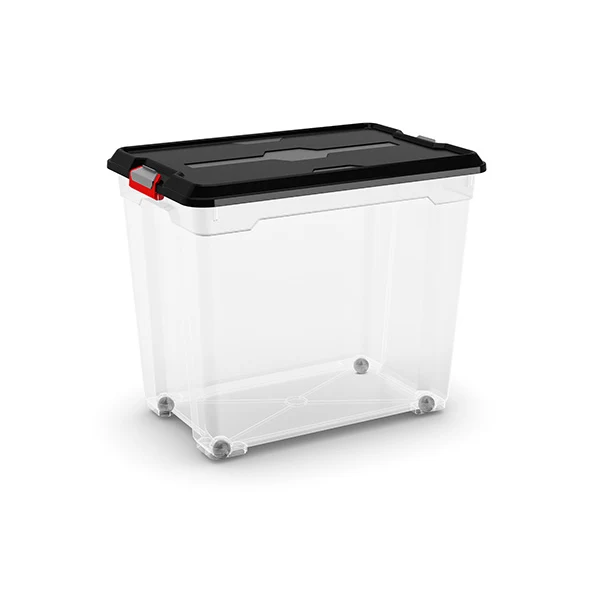 Handige robuuste opbergbox Moover transparant en zwart deksel - Curver