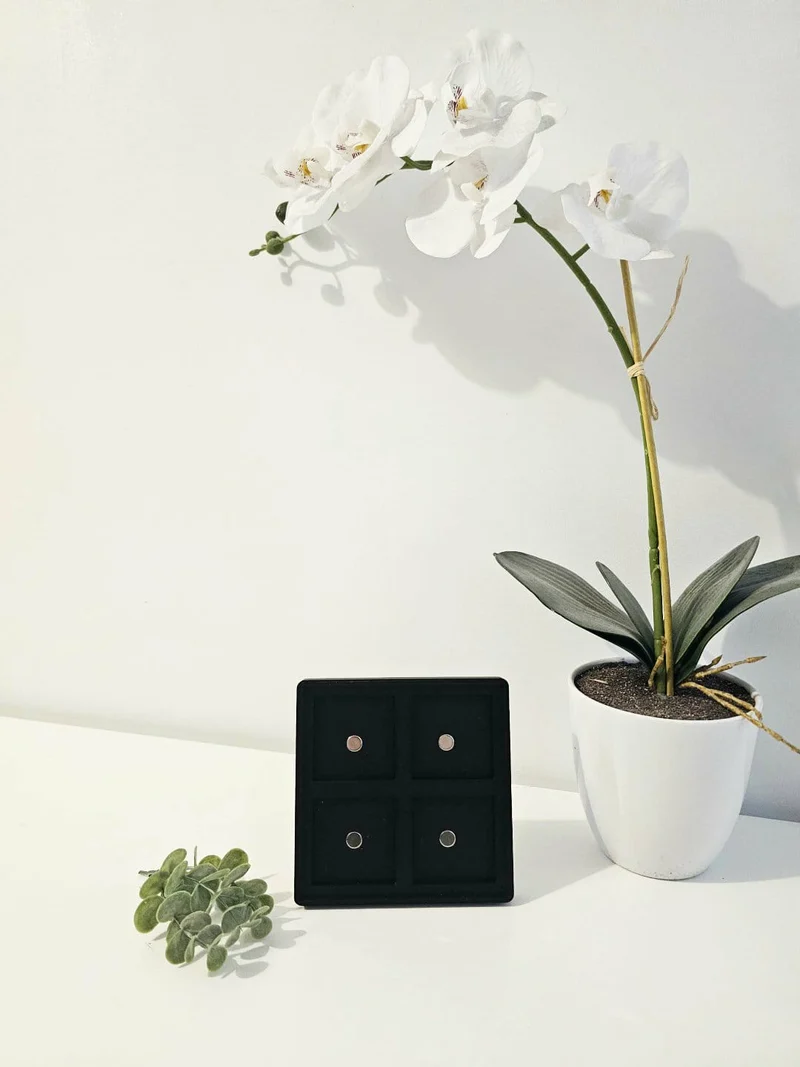 Cadre magnétique noir et 4 aimants 2x2