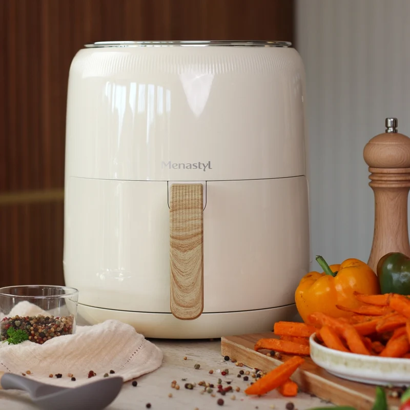 Menastyl airfryer 4,5 l met handgreep in houtlook - verschillende kleuren