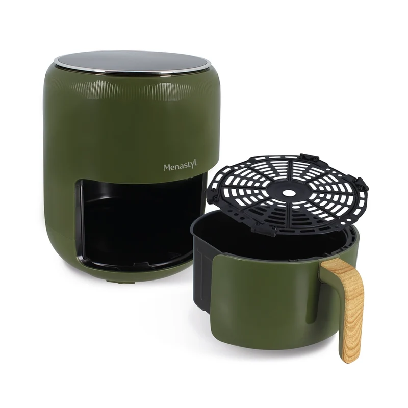 Menastyl airfryer 4,5 l met handgreep in houtlook - verschillende kleuren