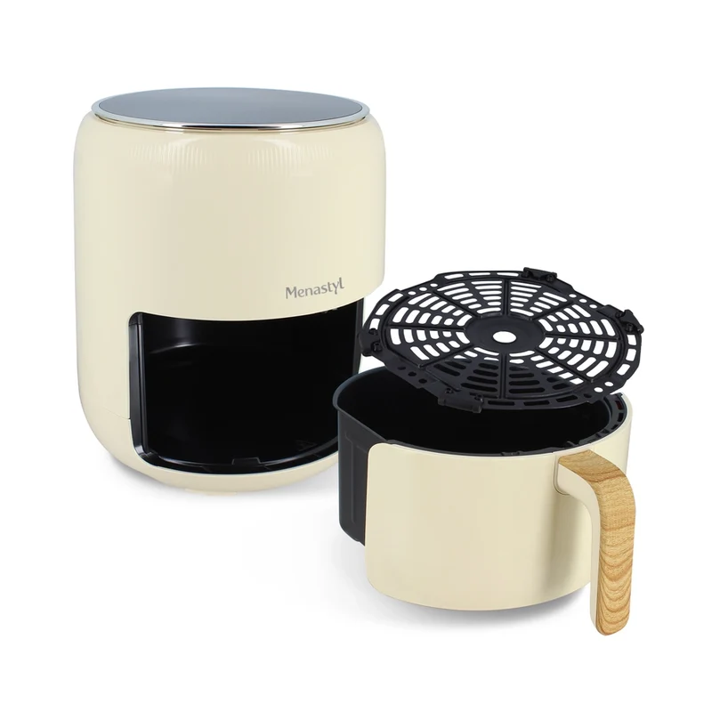 Menastyl airfryer 4,5 l met handgreep in houtlook - verschillende kleuren