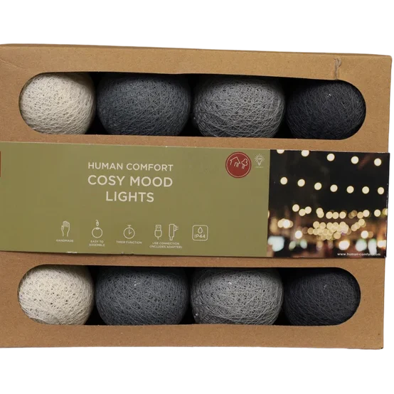 Lichtslinger met 20 Led lampjes in katoenen ballen - Human Comfort