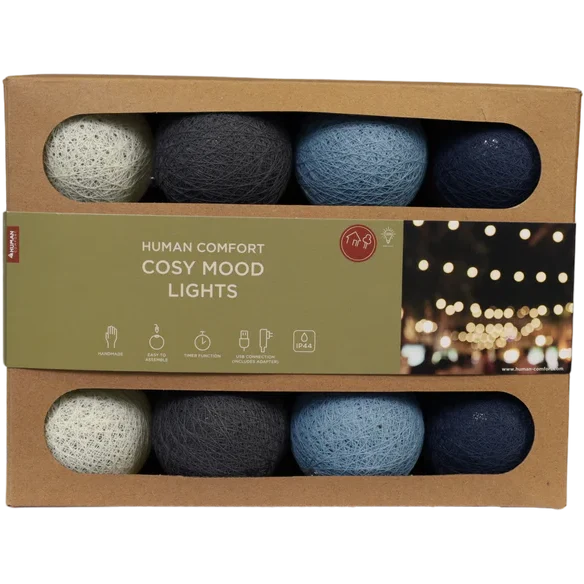Lichtslinger met 20 Led lampjes in katoenen ballen - Human Comfort