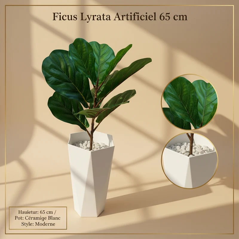 نبتة Ficus Lyrata اصطناعية – 65 سم – ديكور عصري