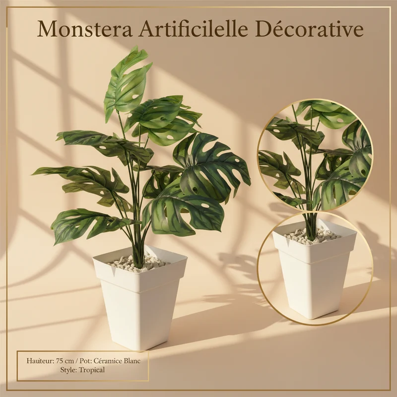 نبتة Monstera اصطناعية – 70 سم – ديكور استوائي فاخر