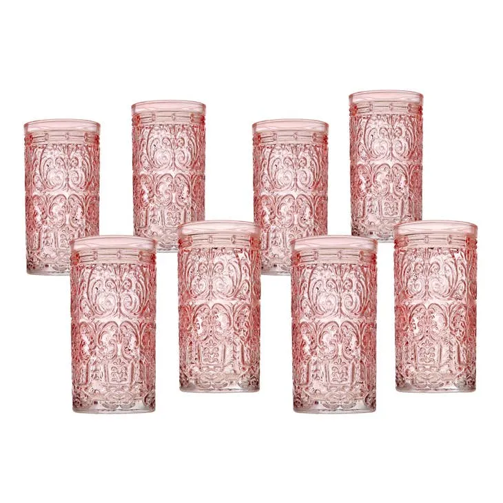 Set of Eight Jax Pink Highballs 14oz