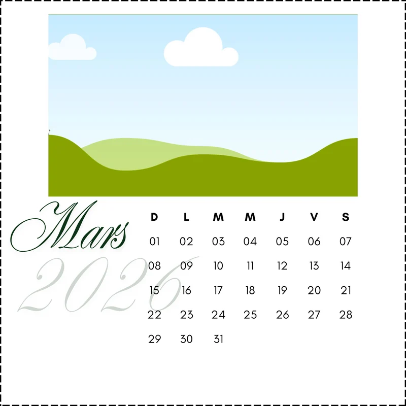 Calendrier personnalisé de bureau
