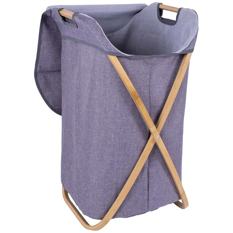 Waszak/opbergmand met linnen look en bamboe frame - BoCamp