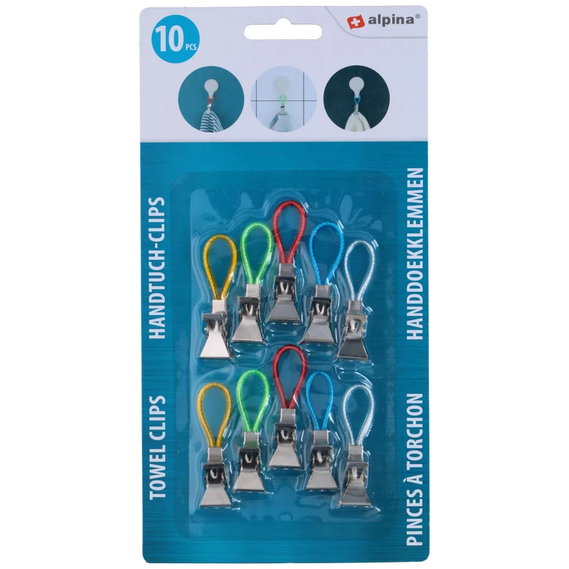 Alpina handdoekklemmen – set van 10 in 5 kleuren