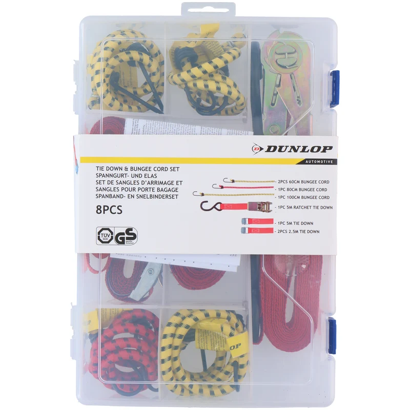 Spanbanden en elastische bagageriemen set van 8 stuks - Dunlop