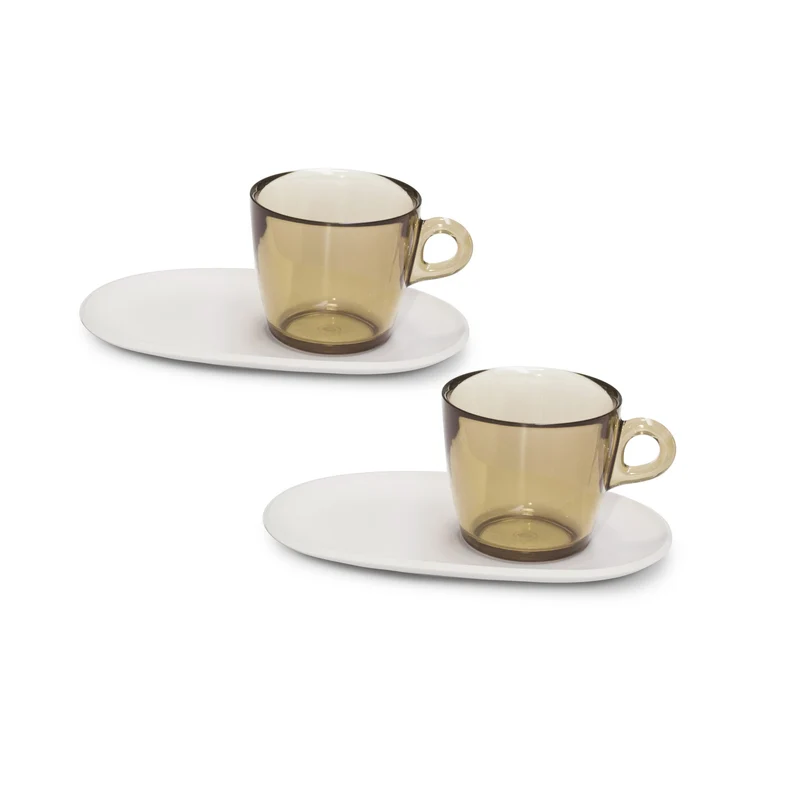 Modulaire koffie- of theekopjes pangea - set van 2 stuks met onderzetter - Omada