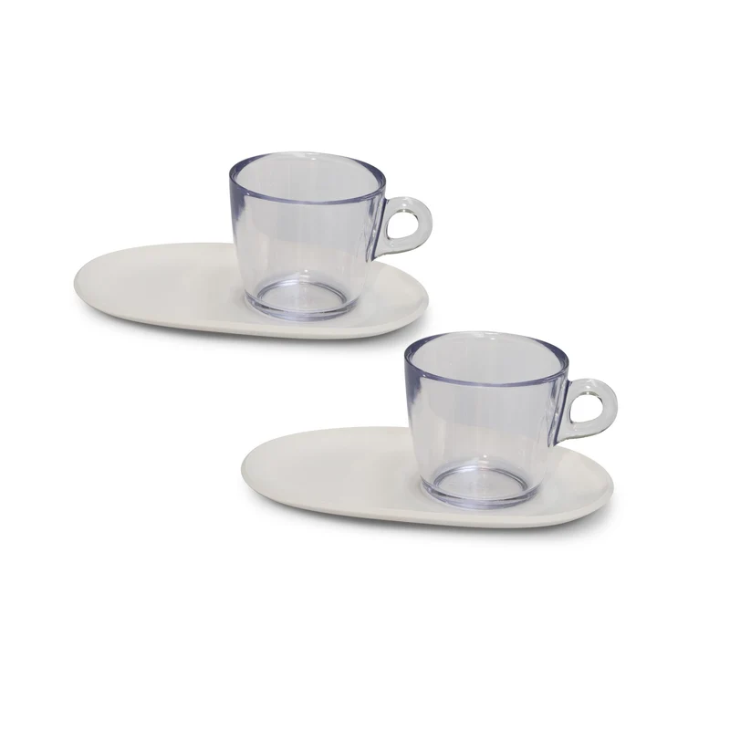 Modulaire koffie- of theekopjes pangea - set van 2 stuks met onderzetter - Omada