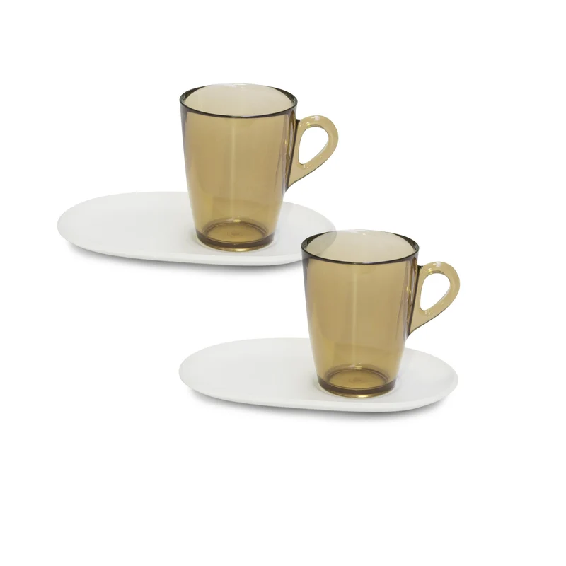 Modulaire koffie- of theekopjes pangea - set van 2 stuks met onderzetter - Omada