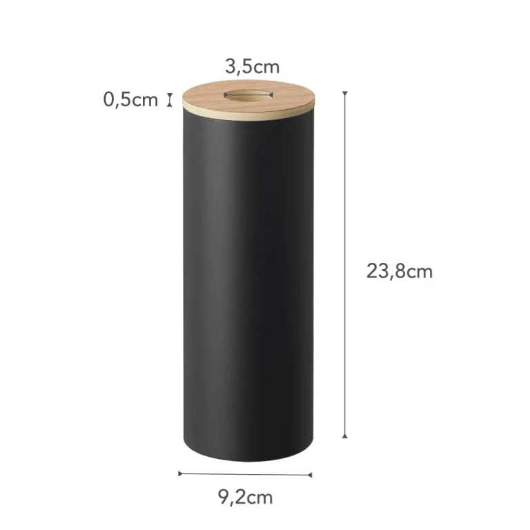 Ronde tissue houder in staal met houten deksel Large
