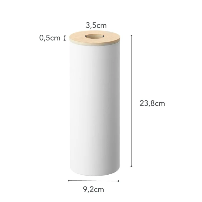 Ronde tissue houder in staal met houten deksel Large