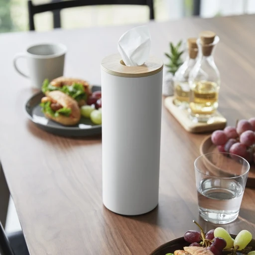 Ronde tissue houder in staal met houten deksel Large