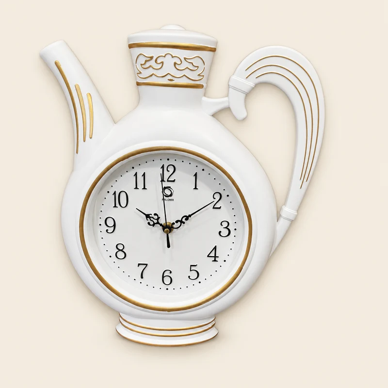 ساعة حائط للمطبخ على شكل إبريق مزخرف 40×30 سم