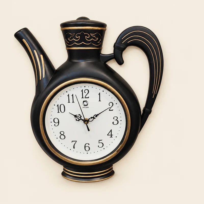 ساعة حائط للمطبخ على شكل إبريق مزخرف 40×30 سم