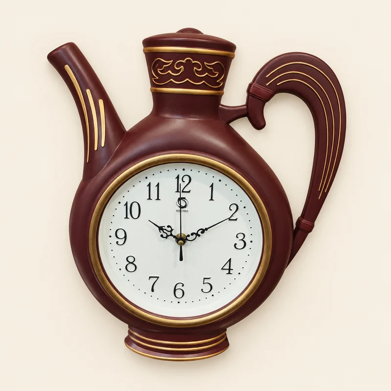ساعة حائط للمطبخ على شكل إبريق مزخرف 40×30 سم