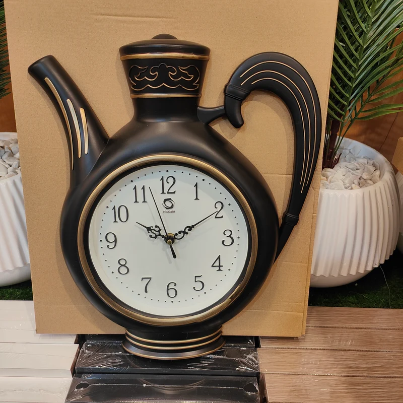 ساعة حائط للمطبخ على شكل إبريق مزخرف 40×30 سم