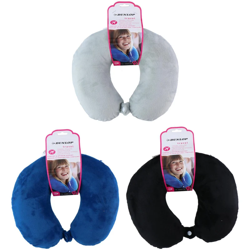 Dunlop Reisaccessoires Reiskussen Memory Foam 3as Veelkleurig