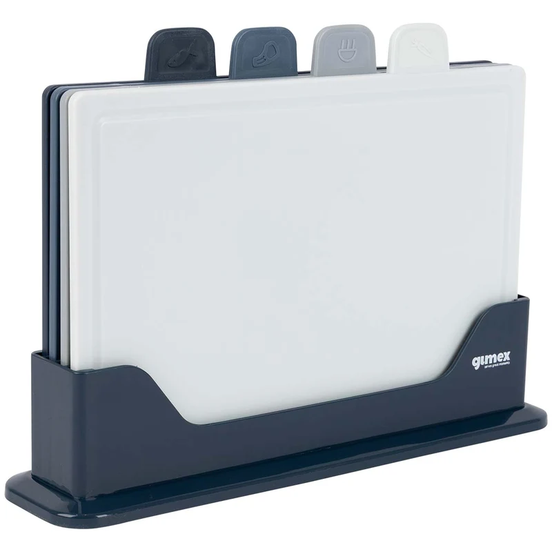 Snijplankenset 4 stuks - met houder - anti slip - Gimex