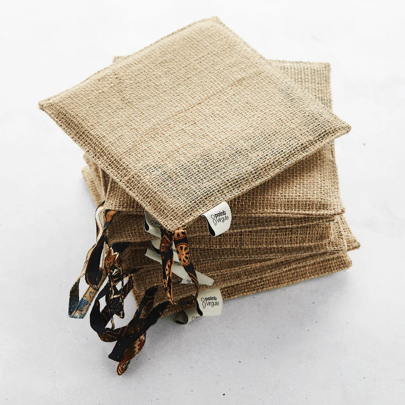 Set van 2 pannelappen uit jute en textiel - Point-Virgule