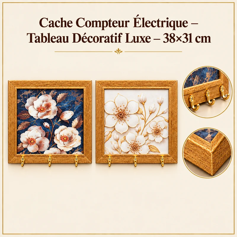 لوحة غطاء عداد كهرباء فاخرة — 38×31 سم — تصميمين زهوري