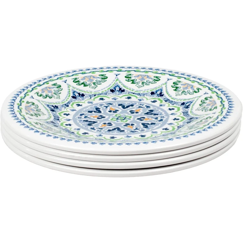 Blue Medallion servies set 12 stuks melamine: 4 kommen 4 diner- en dessertborden