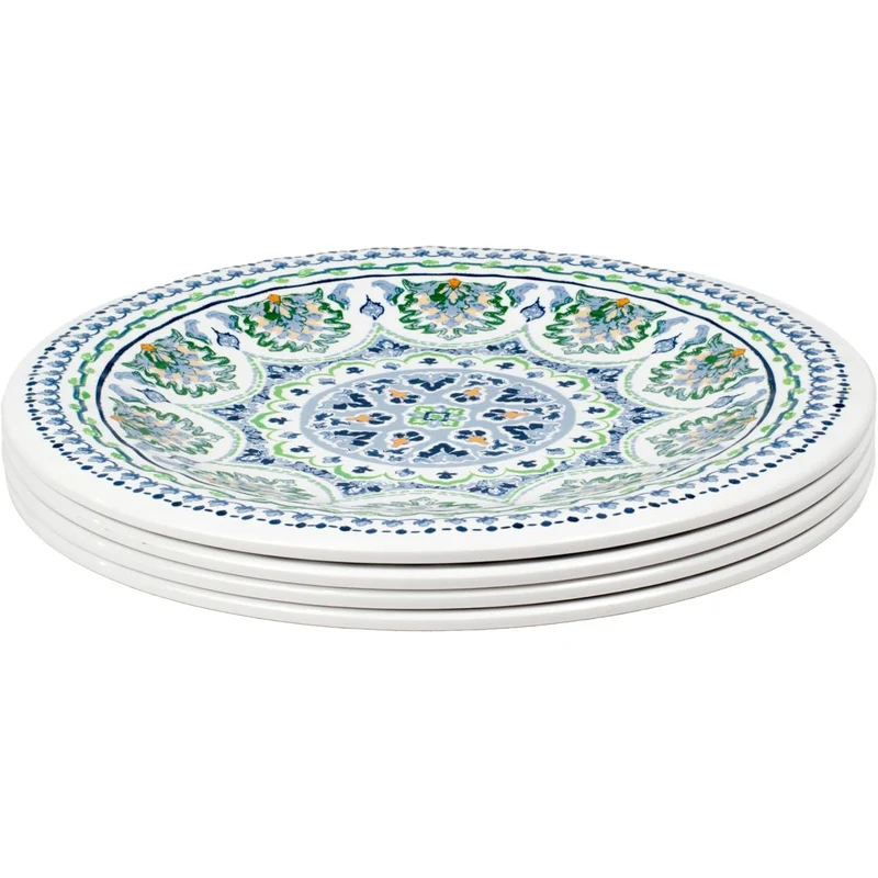 Blue Medallion servies set 12 stuks melamine: 4 kommen 4 diner- en dessertborden