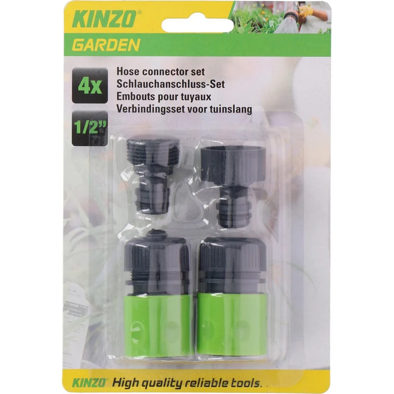 Koppelingset voor tuinslang van 4 stuks - Kinzo