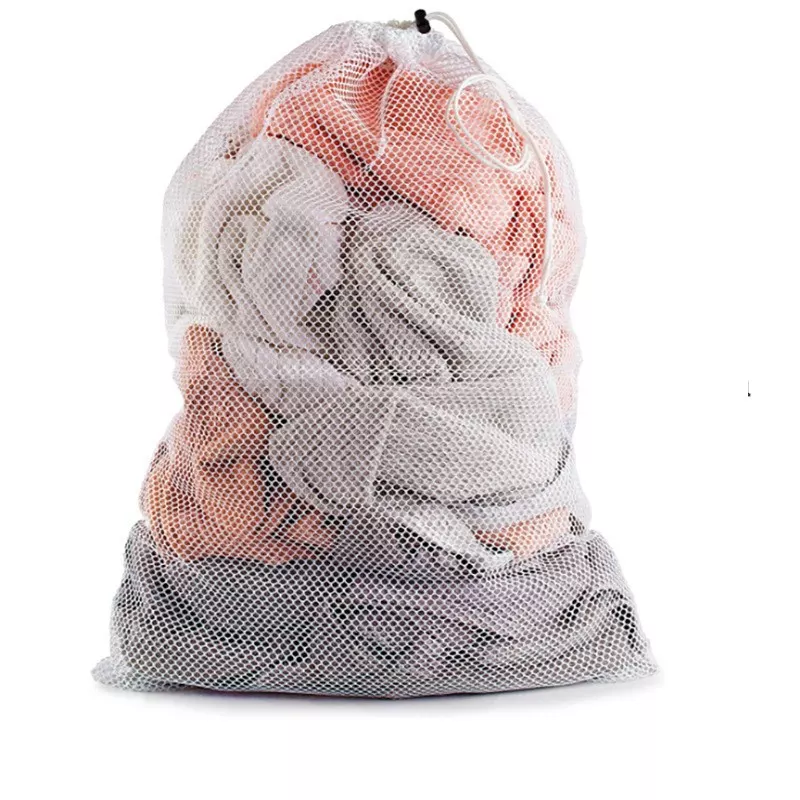 Waszak mesh met treksluiting - zwart of wit XL - L 90 x 70 cm - CC