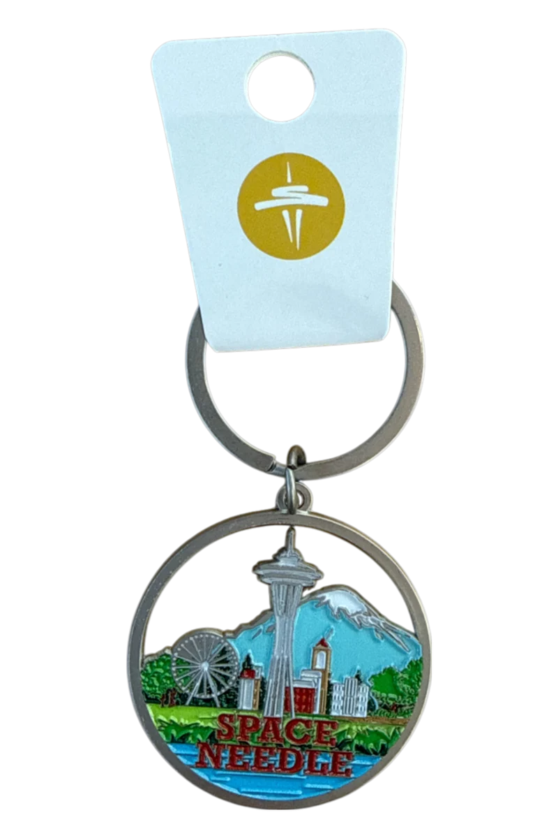 Space Needle Round Cutout Key Chain