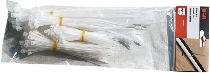 Tie wraps 200 stuks in 4 verschillende maten - Black & Decker
