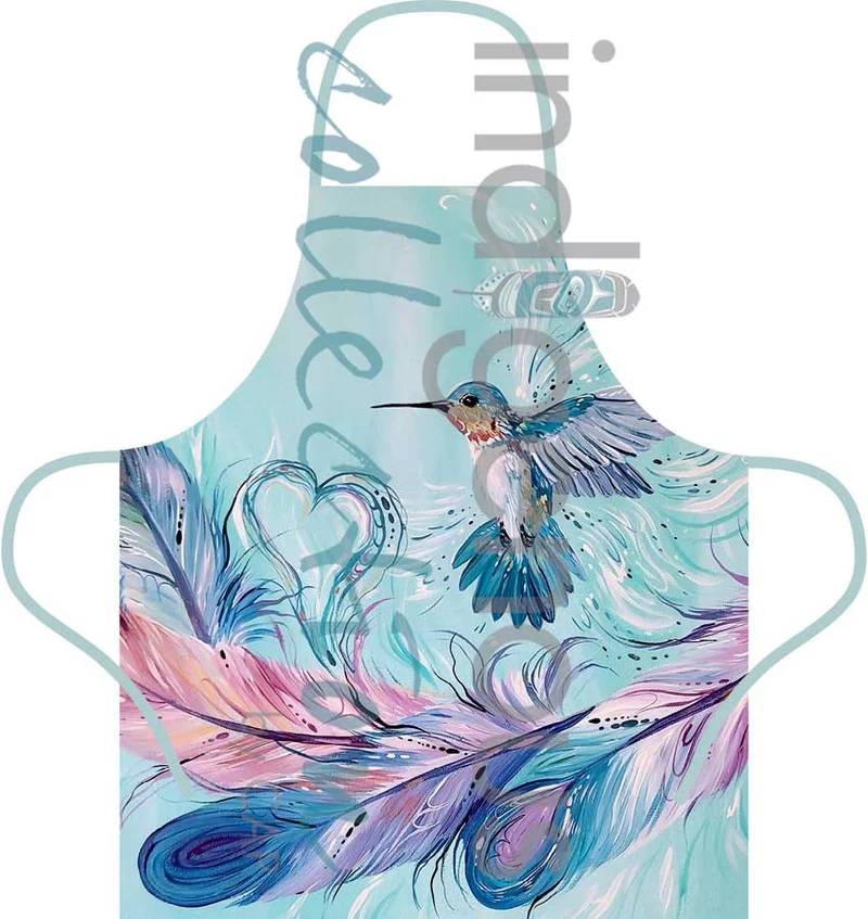 "Hummingbird Feathers" Apron by Métis artist, Carla Joseph