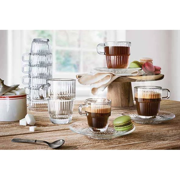 Koffiekopjes Barshine - stapelbaar - gehard glas – in 2 formaten - Bormioli Rocco