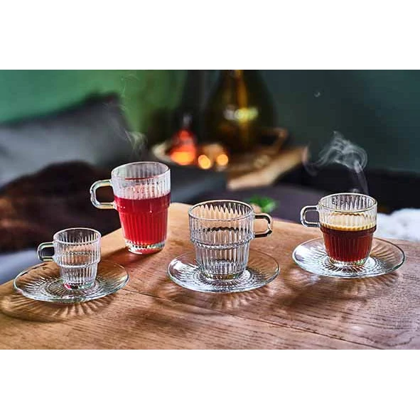 Koffiekopjes Barshine - stapelbaar - gehard glas – in 2 formaten - Bormioli Rocco