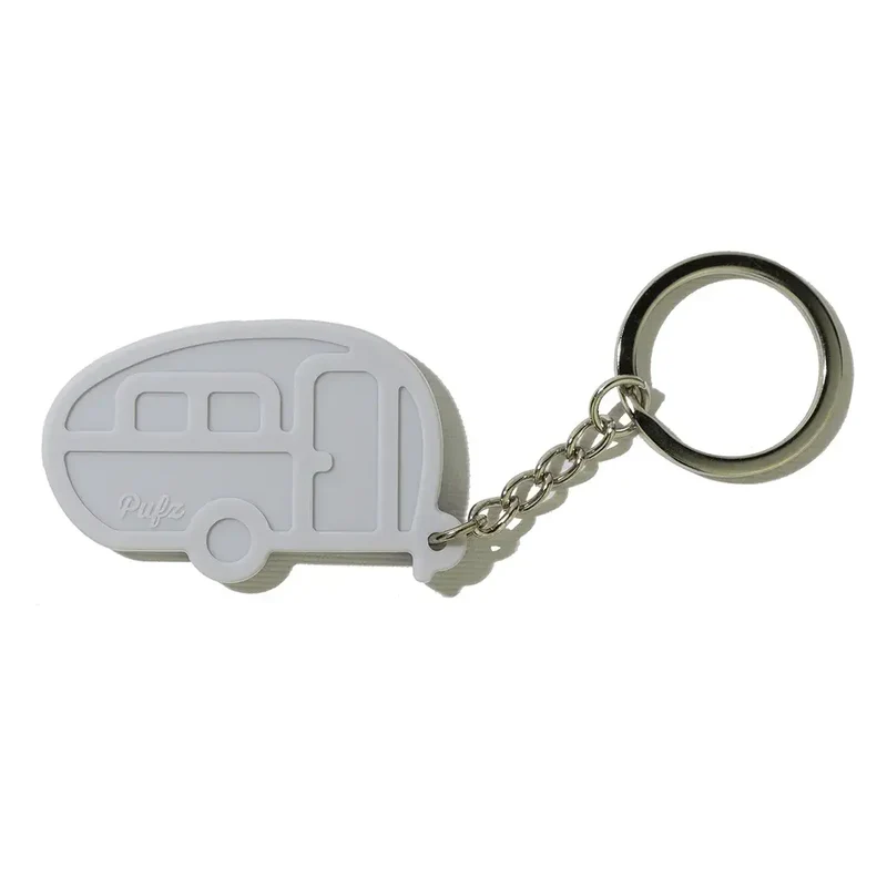 Sleutelhanger silicone voor camper of caravan in zwart of lichtgrijs - Pufz