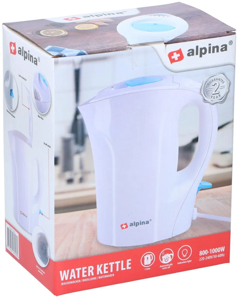 Alpina waterkoker 1L 800-1000W voor camper en caravan