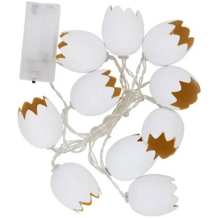 Paas-ledsnoer Arti Casa met deco met halve paaseieren 1 75 meter wit/geel 10 lichtpunten