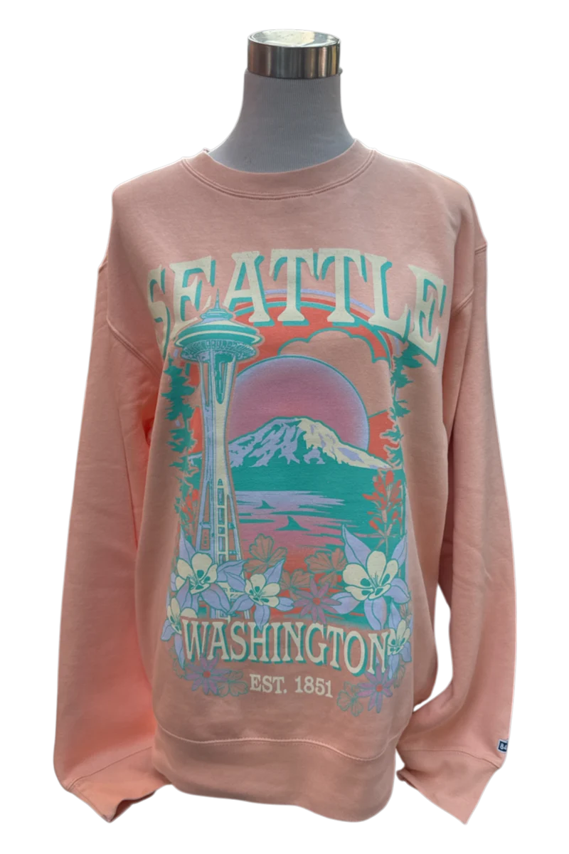 Pink Flowers Crew Neck Sweatshirt