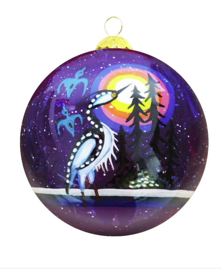 "Crane" glass ornament design by Native Artist Jack Jacko